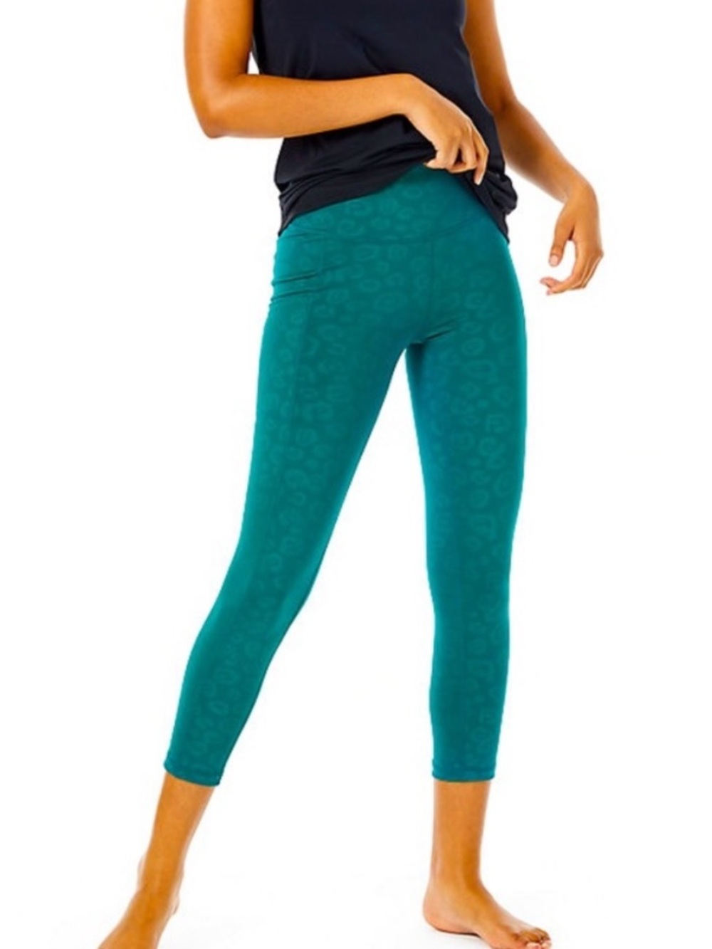 Lilly Pulitzer Teal Weekender Athletic Capri Leggings